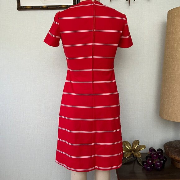 EUC Vintage 1960s Verona Knits Polyester Striped Shift Dress Medium Large - Picture 7 of 10